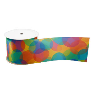 Retro Bright Colours Amorphous Shapes Art Pattern Satin Ribbon