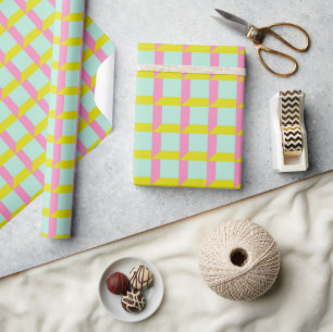 Retro Bright Pastel Geometric Op Art Pattern Wrapping Paper