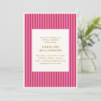 Retro Bright Pink Red Stripe Summer Bridal Shower