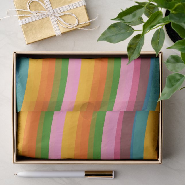 Retro Bright Rainbow Stripe Fun Colorful Festive Tissue Paper (Gift)