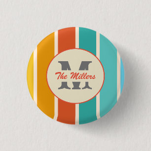 Retro Bright Summer Monogram 3 Cm Round Badge