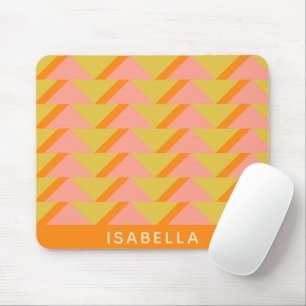 Retro Bright Yellow Orange Geometric Personalized Mouse Pad