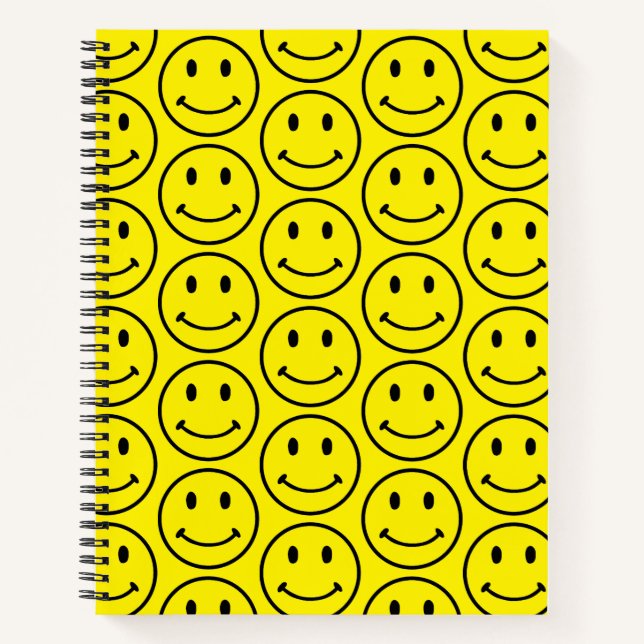 Retro Bright Yellow Smile Face Notebook (Front)