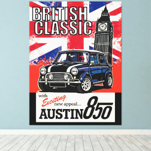 Retro British Classic Car Front Pop Art Canvas Print