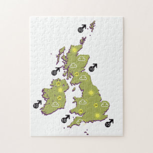 Retro British Isles weather map Jigsaw Puzzle