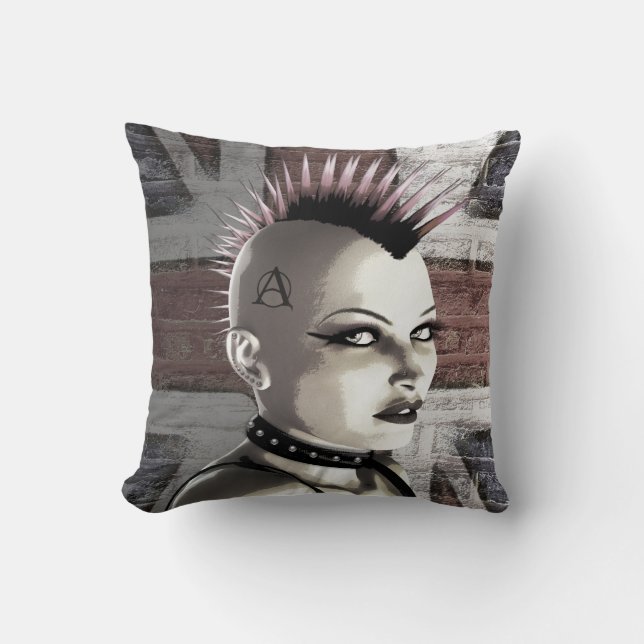 Retro British Punk Fashion Pillow (Front)