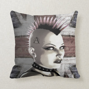 Retro British Punk Fashion Pillow