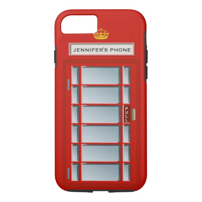 Retro British Telephone Booth Red Personalised Case-Mate iPhone Case (Back)