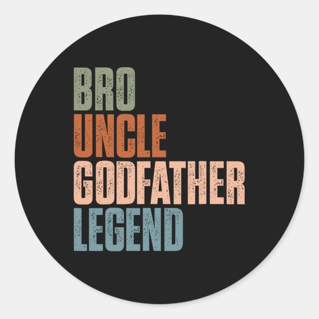 Retro Bro Uncle Godfather Legend Funny Uncles Fath Classic Round Sticker (Front)