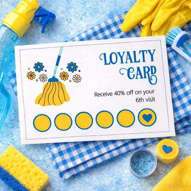 Retro Broom Cleaning Business  Loyalty Card (Creator Uploaded)