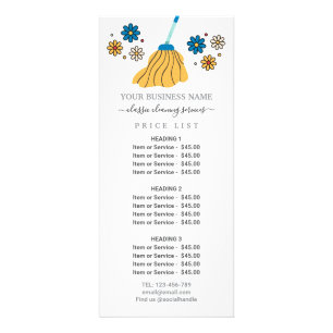 Retro Broom Cleaning Services Price List Rack Card