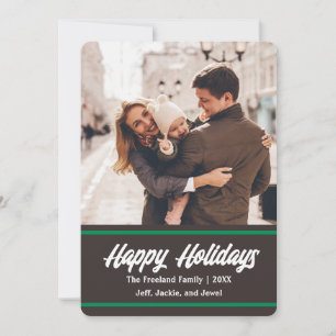 Retro Brown 2 Photo Holiday Card   Vertical