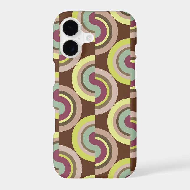 Retro Brown Abstract Half Circles Mod Art Pattern (Back)