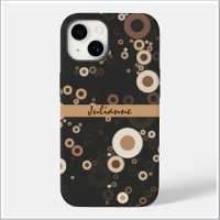 Retro Brown and Beige Circle Pattern 
