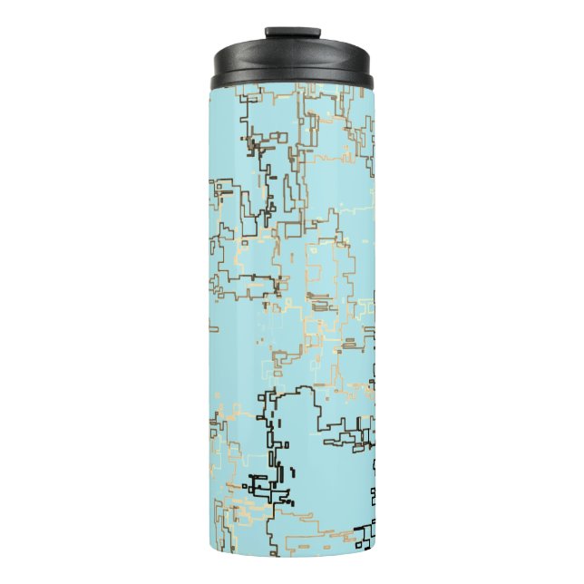 Retro Brown and Blue Cool Pattern Thermal Tumbler (Front)