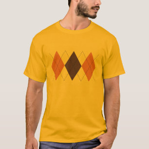 Retro Brown and Orange Argyle T-Shirt