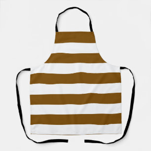 Retro Brown And White Stripes Chef Apron