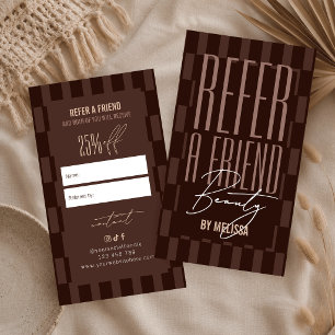 Retro Brown & Beige Groovy Refer a Friend Discount Referral Card