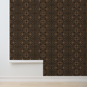 Retro Brown & Black Geometric Modern Classy Deco Wallpaper