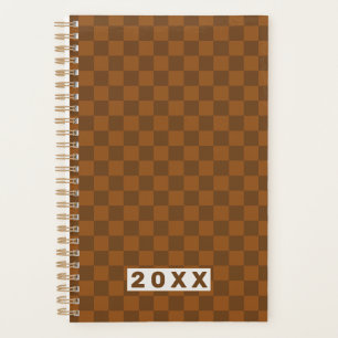 Retro Brown Checkerboard 2026 Name Planner