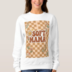 Retro Brown Chequered Soft Mama Background PNG - Sweatshirt