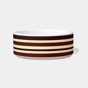 Retro Brown Cream Stripes Pattern Pet Bowl