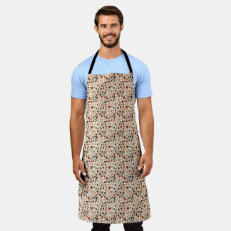 Retro Brown Dot Pattern All-Over Print Apron