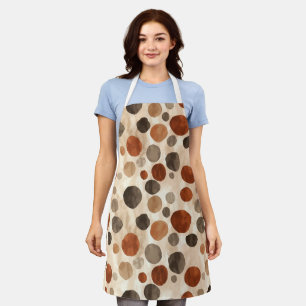 Retro Brown Dot Pattern All-Over Print Apron