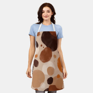 Retro Brown Dot Pattern All-Over Print Apron