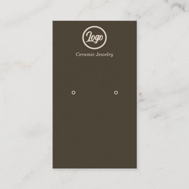 Retro Brown Earring Jewellery Logo Business Card (Front)