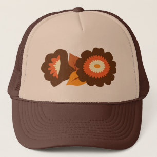 Retro Brown Flowers Trucker Hat