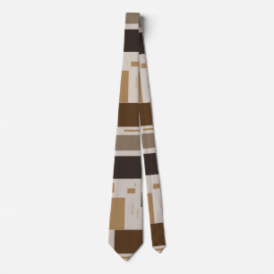 Retro Brown Geometric Pattern Men's Neck Tie