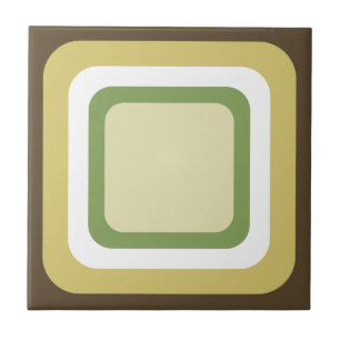 Retro Brown Green White Tile