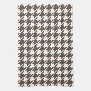 Retro Brown Houndstooth Kitchen Towel