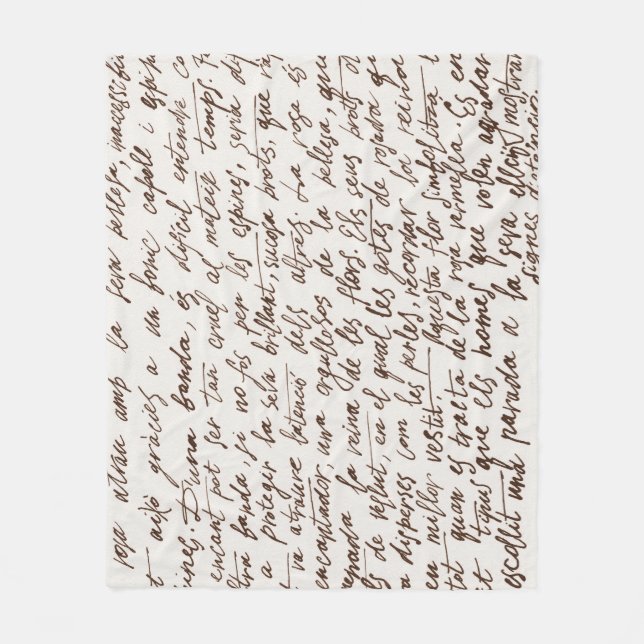 Retro Brown Ink Manuscript Texture Fleece Blanket (Front)