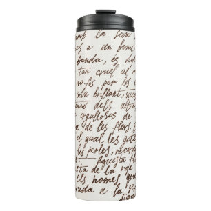 Retro Brown Ink Manuscript Texture Thermal Tumbler