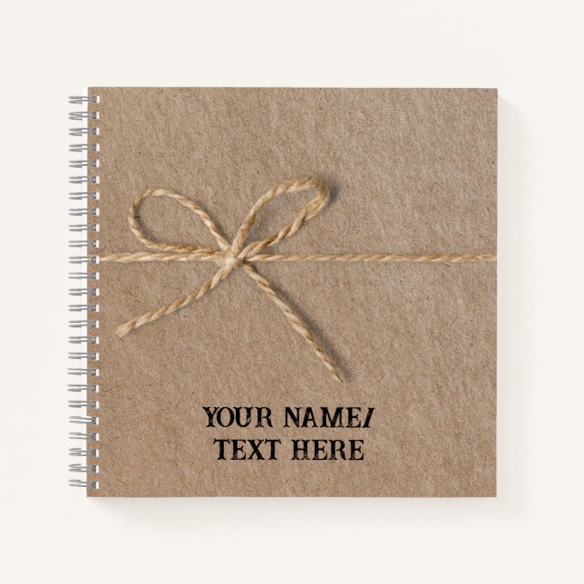 Retro brown paper with string - editable text  not notebook (Front)