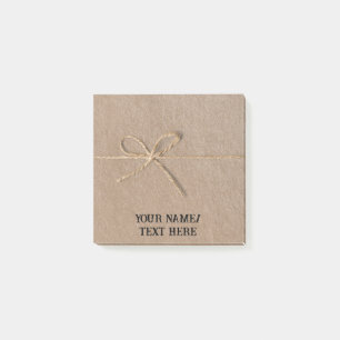 Retro brown paper with string - editable text  pos post-it notes