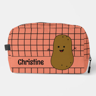 Retro, Brown Potato, Salmon Pink Custom Dopp Kit