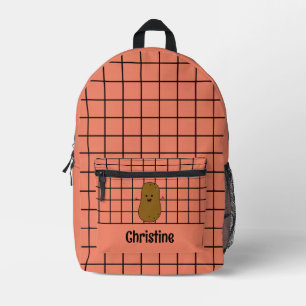 Retro, Brown Potato, Salmon Pink  Custom Printed Backpack