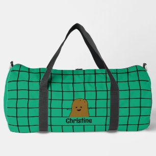 Retro, Brown Potato, Teal Custom Duffle Bag