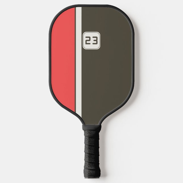 Retro Brown Red Racing Vertical Stripes Pickleball Paddle (Front)