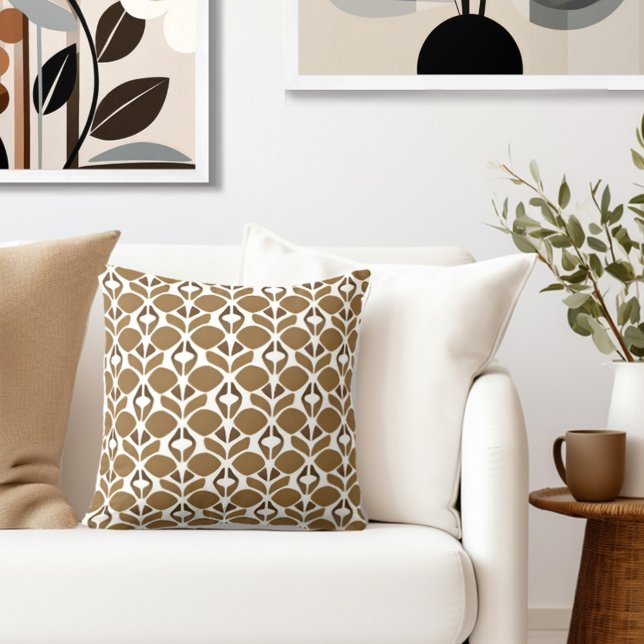 Retro Brown White Cushion (Style with the perfect blend of retro style & elegance to your living space.)