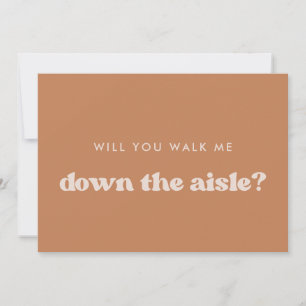 Retro brown  Will you walk me down the aisle Invitation