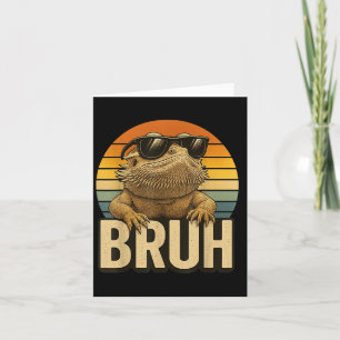 Retro Bruh Bearded Dragon Funny Lizard Vintage Card