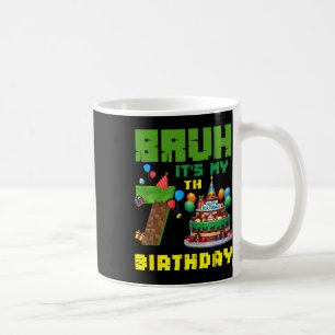 Retro Bruh It's My 7th Bday Pixel Cake Gamer 7 Yea Coffee Mug