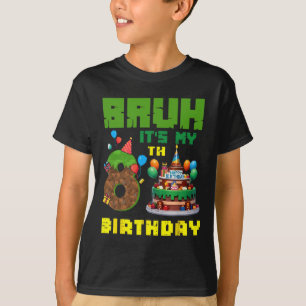 Retro Bruh It's My 8th Bday Pixel Cake Gamer 8 Yea T-Shirt