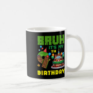 Retro Bruh It's My 9th Bday Pixel Cake Gamer 9 Yea Coffee Mug