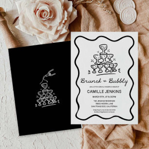 Retro Brunch and Bubbly Bridal Shower invitation