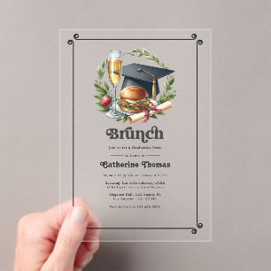 Retro Brunch Graduation Party Acrylic Invitations